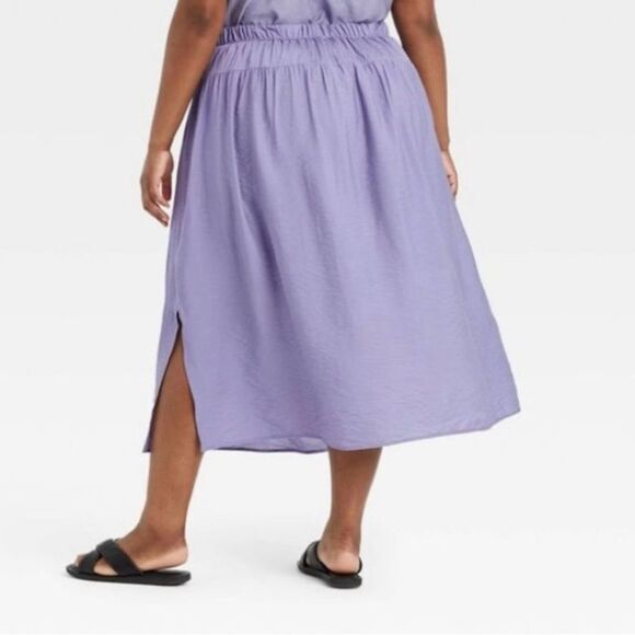 A new day Purple Yoke Front Midi Skirt with slit - Picture 3 of 13